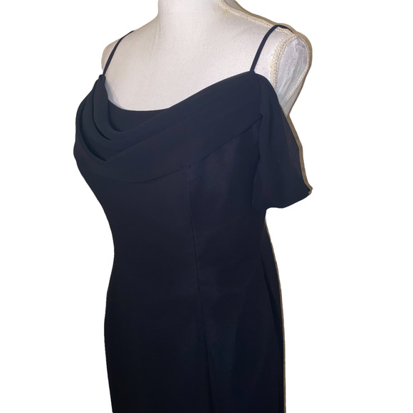 Vintage 90s Y2k Belsoie Draped Slinky Off Shoulder Maxi Evening Dress size 14 - Picture 8 of 10